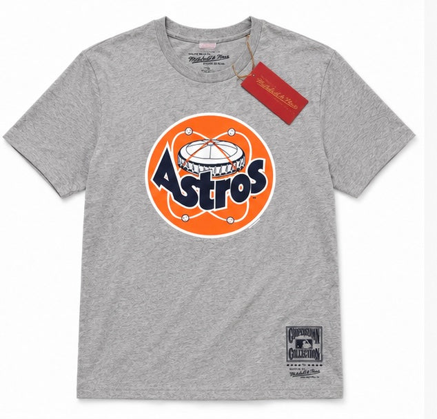 Mitchell & Ness MLB Houston Astros Base Logo T-Shirt Grey Heather – L