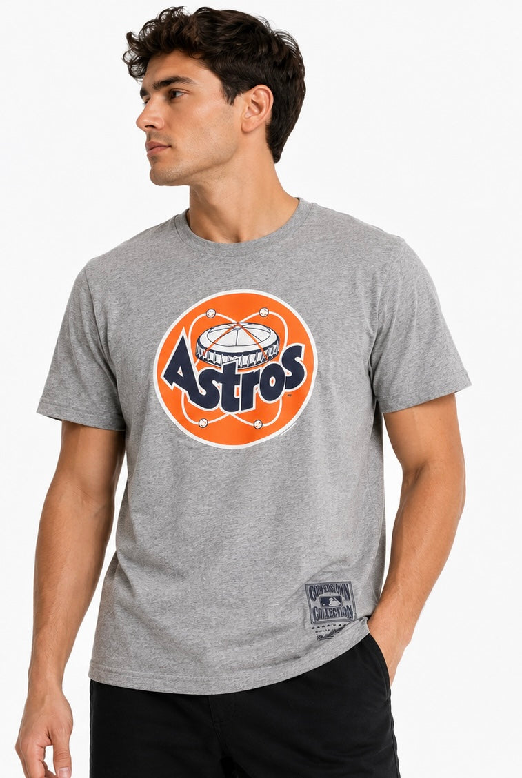 Mitchell & Ness MLB Houston Astros Base Logo T-Shirt Grey Heather – L