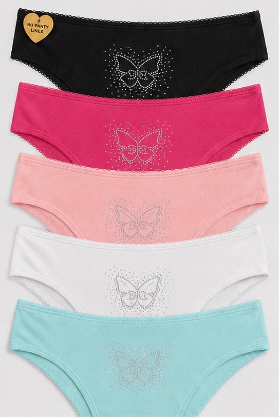 Juicy Couture Women’s 5-Pack Butterfly Panties – Size M