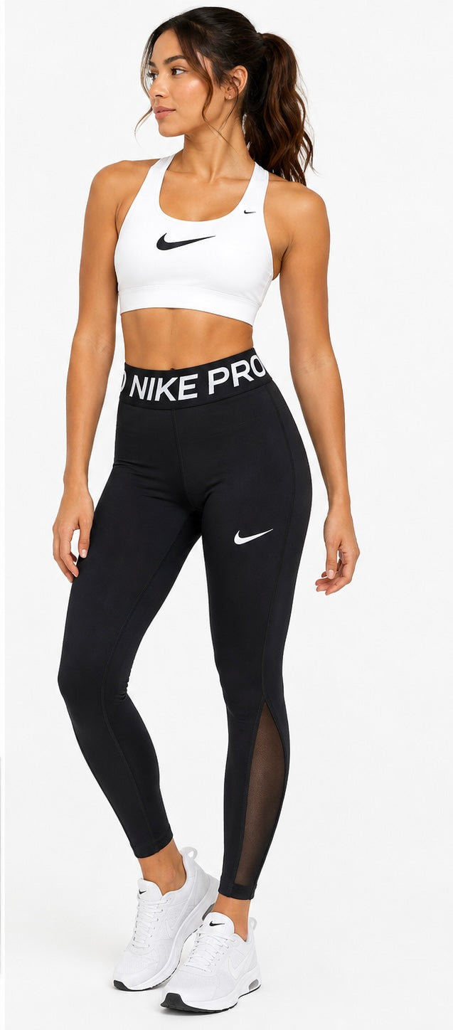 Nike Pro Women’s Training Leggings Black with Mesh Panels – Size M