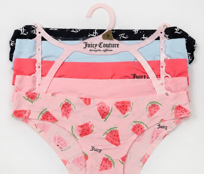 Juicy Couture Women’s 5-Pack Seamless No-Show Panties – Size S, Assorted Colors