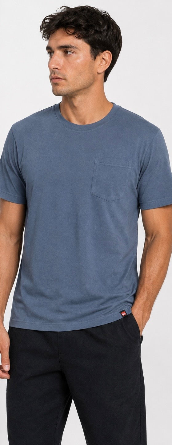 Quiksilver Men’s T-Shirt Indigo con Bolsillo – Talla M