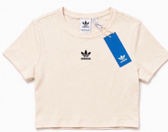 adidas Originals Women’s Rib Tee Crop Top – Cream – IJ7804